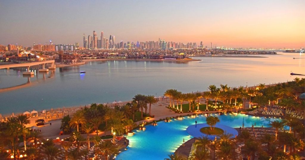 Palm Jumeirah, Dubai at Night.