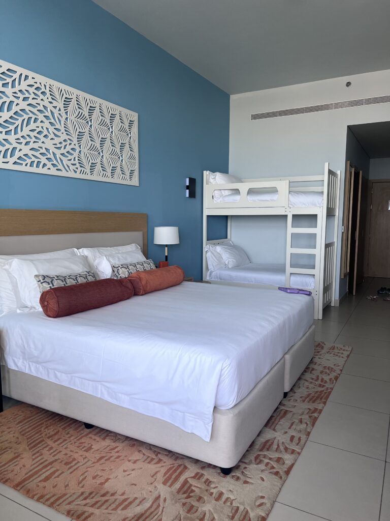 The elegant Family Room with sea view in the hotel.